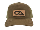 CA Tech USA Logo Snapback Hat - Leather Patch / Dark Tan